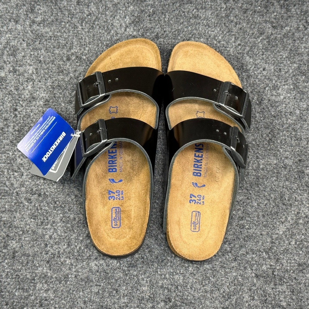 Birkenstock Arizona Soft Footbed Sandal Women 6 Metallic Anthracite Buckle Slide - Picture 8 of 11